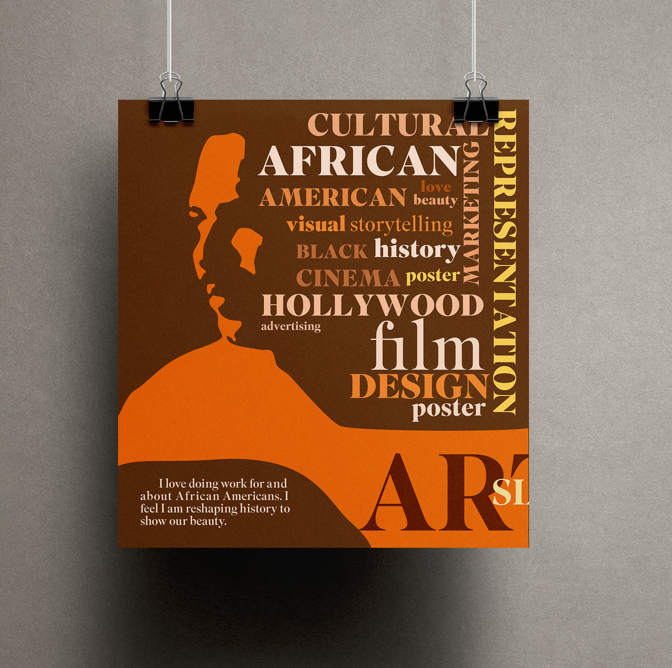 Art Sims poster design featuring his quote about reshaping history