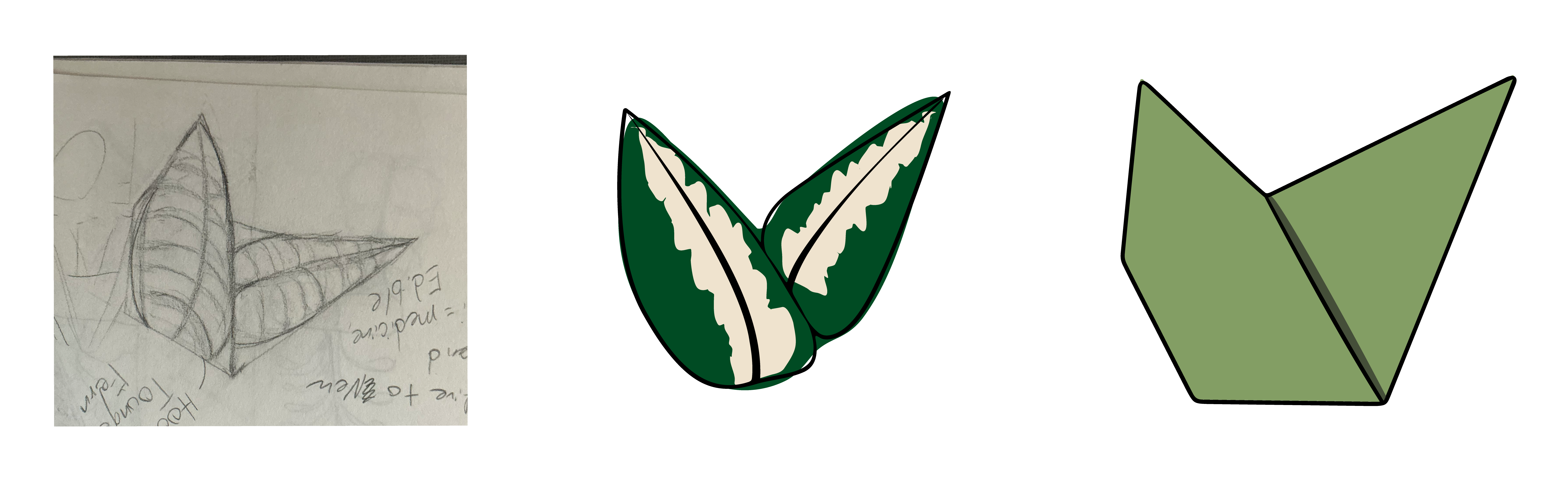 AyaFold logo sketch-to-final progression