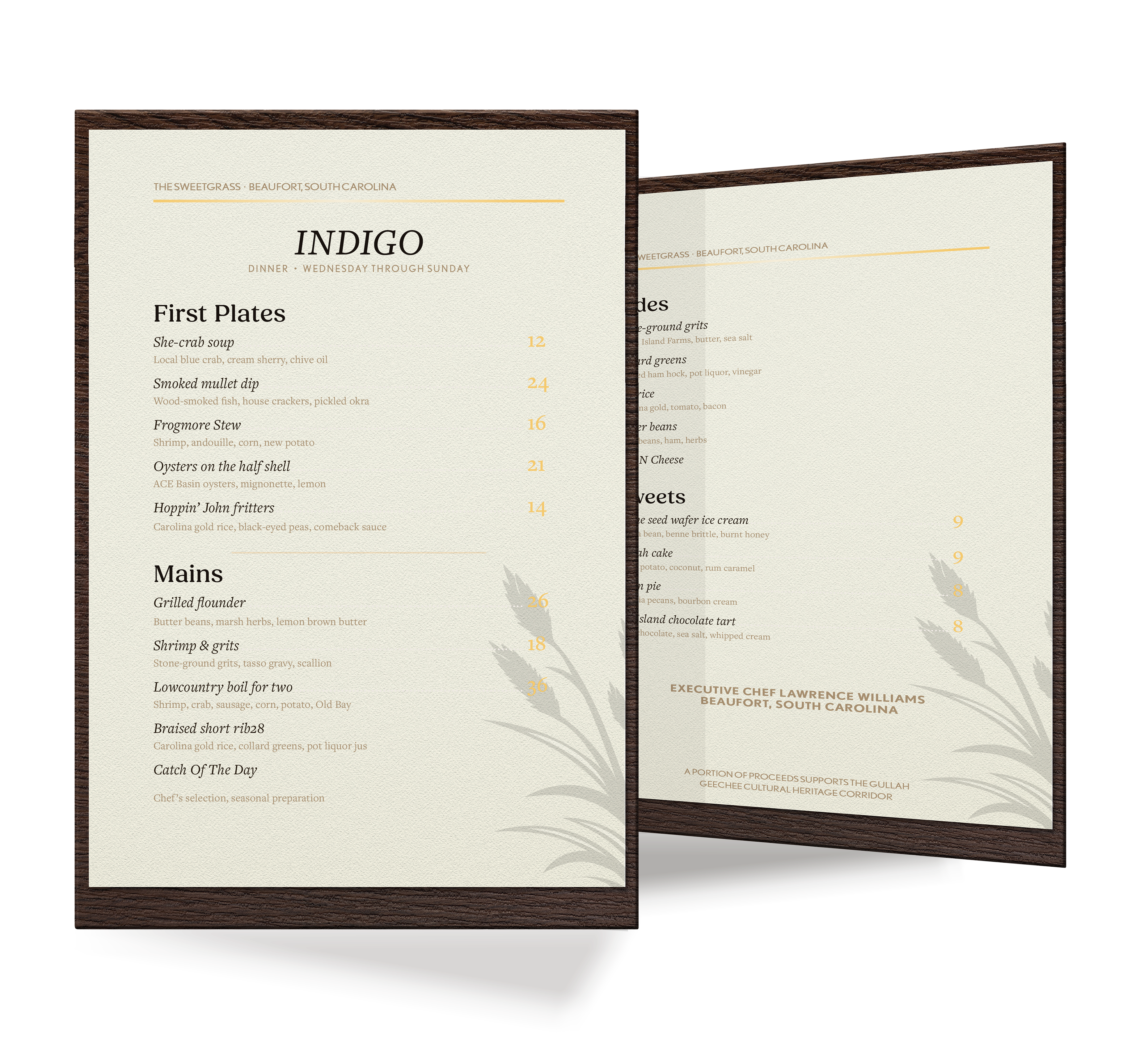 Dinner menu mockup