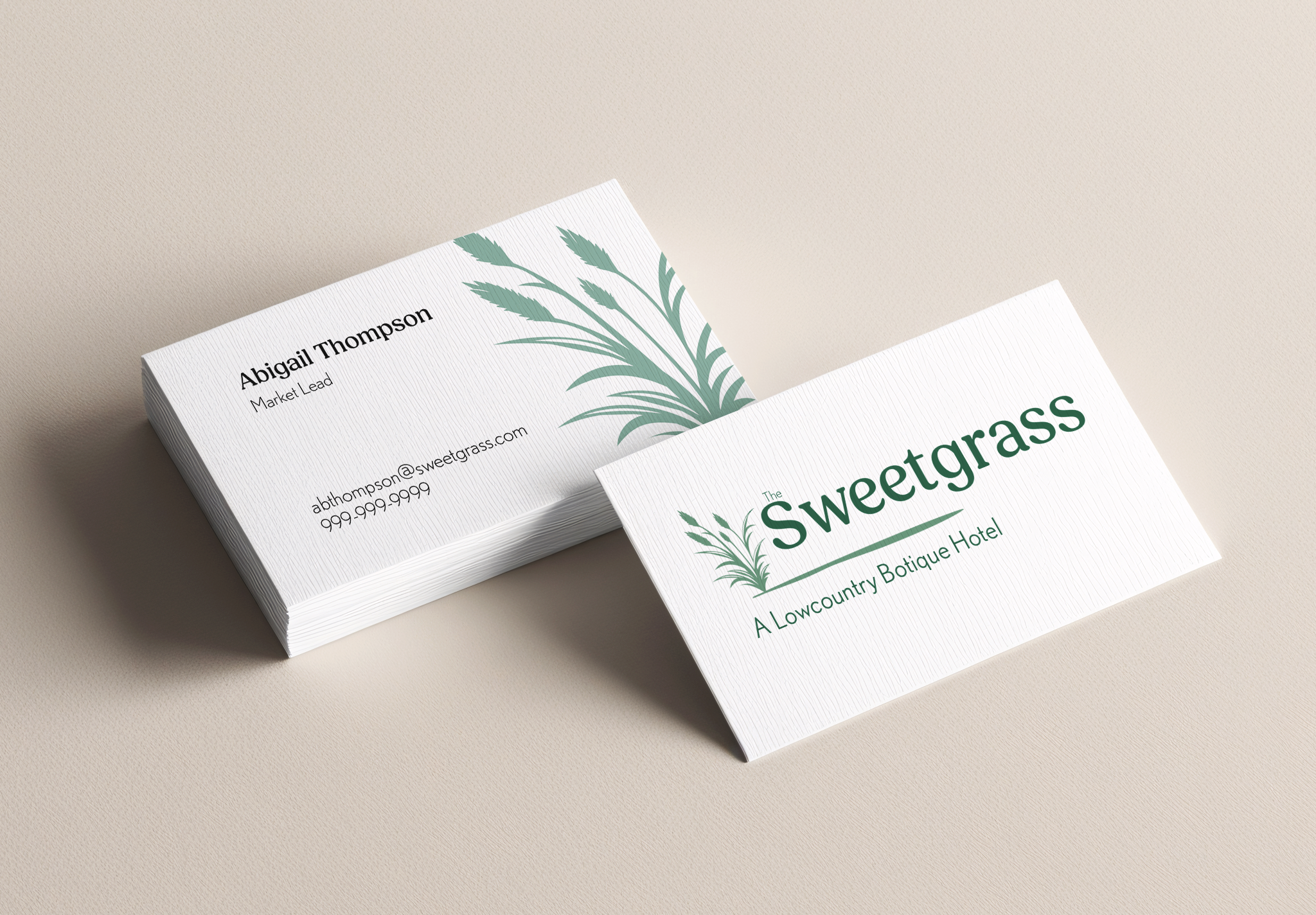 Business card in marsh green