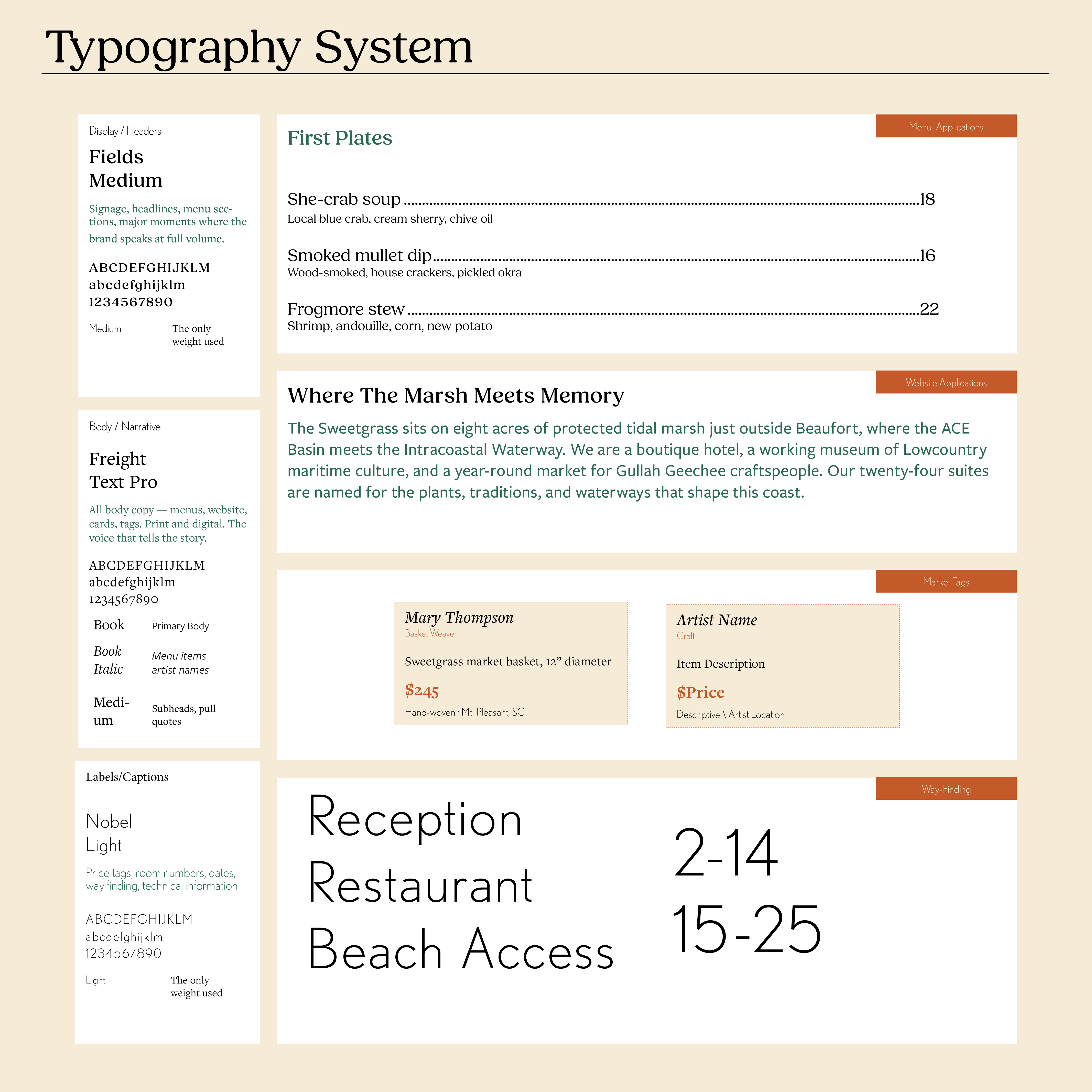 Sweetgrass typography system specimen