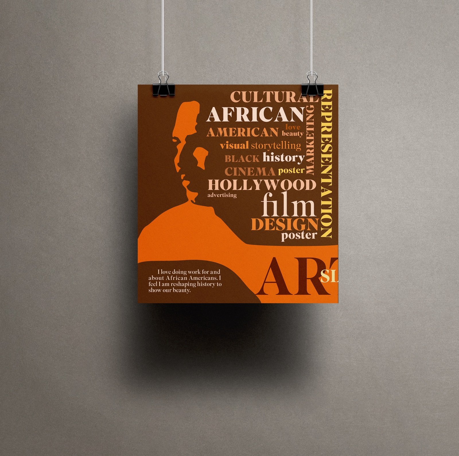 Art Sims poster from The Designer&rsquo;s Mind series clipped to a gallery wall