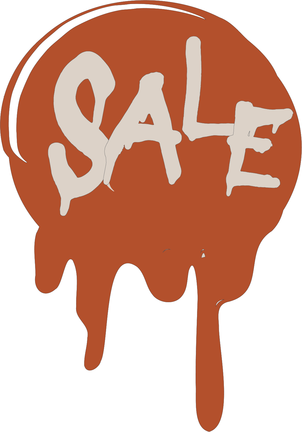 SALE drip badge, cream on rust