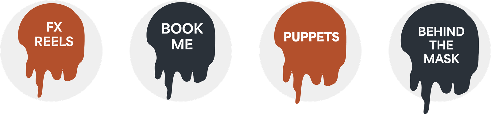 Story-highlight drip icons: FX Reels, Book Me, Puppets, Behind the Mask