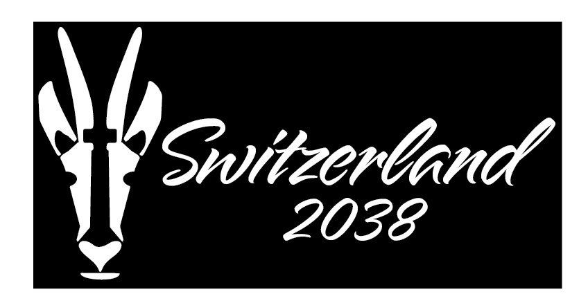 One-color crest and wordmark reversed white on black