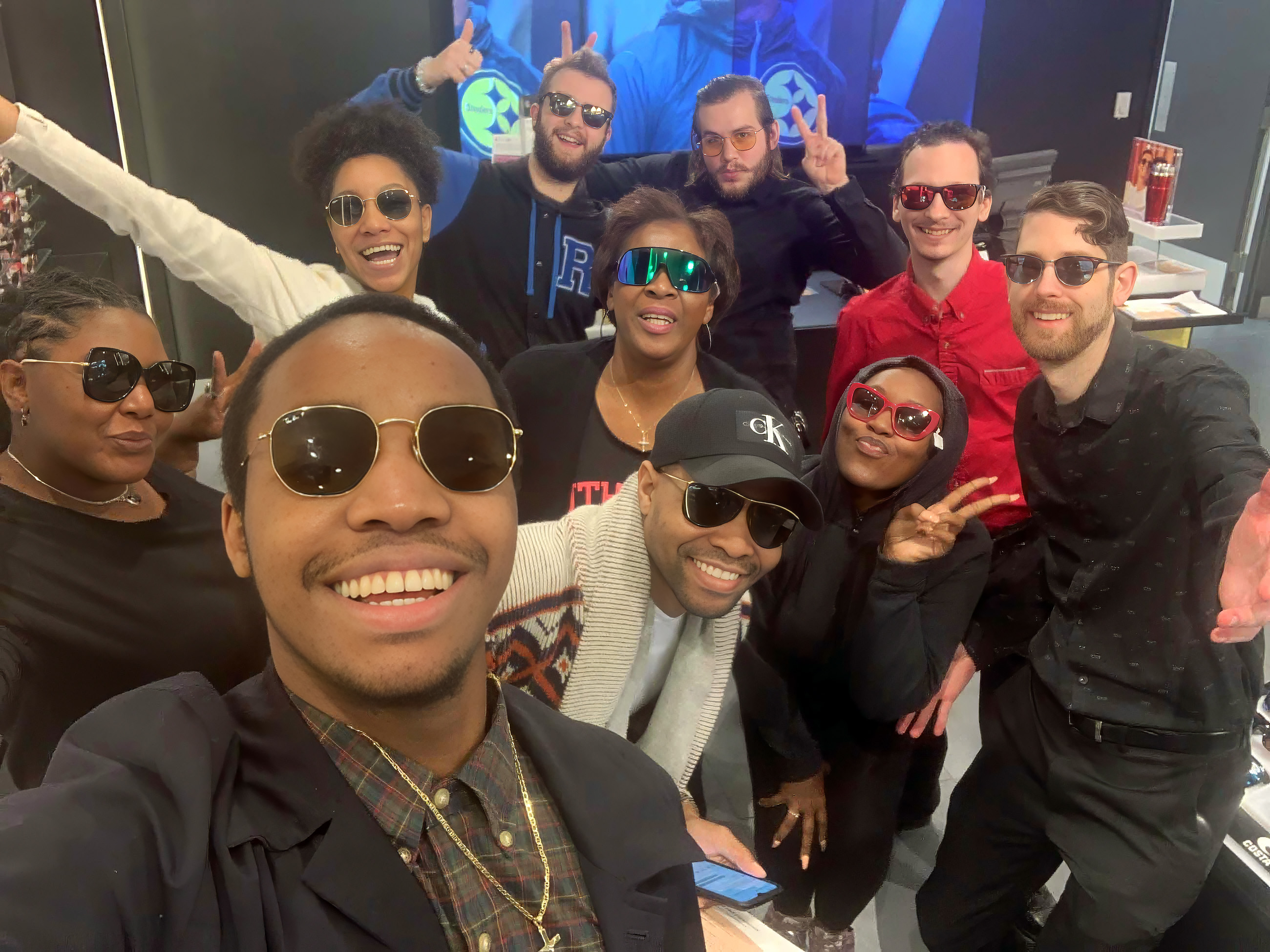 Retail leadership team gathered on the sales floor