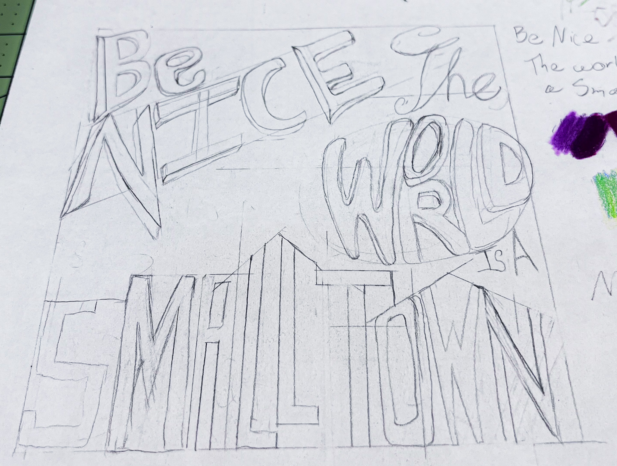 Moodboard collage featuring design process sketches and notes