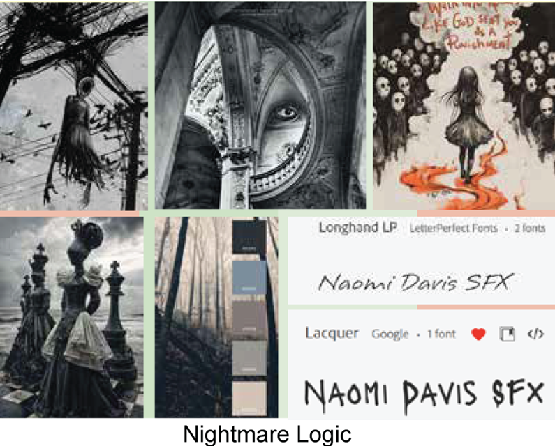 Design moodboard showing creative inspiration