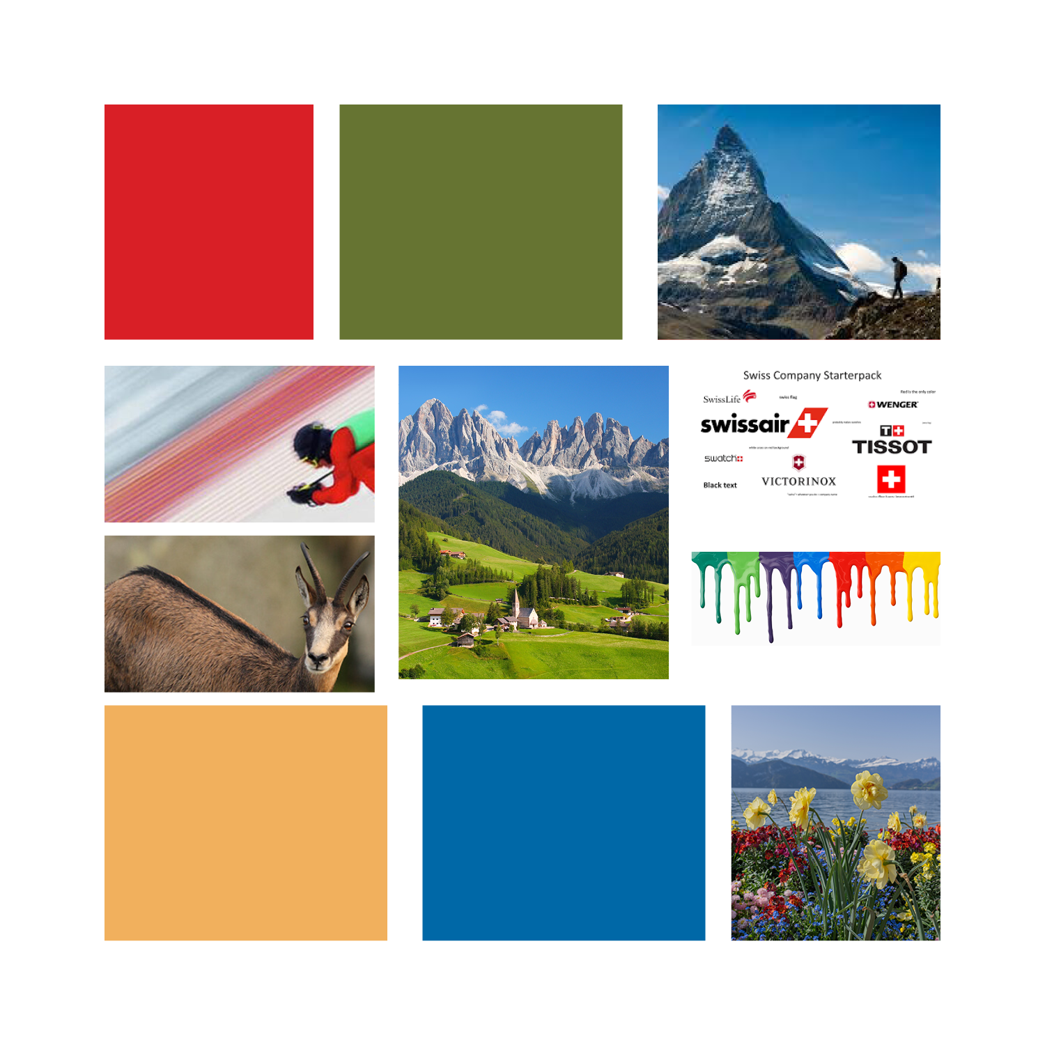 2038 Olympics brand moodboard highlighting mascot, palette, and typography references