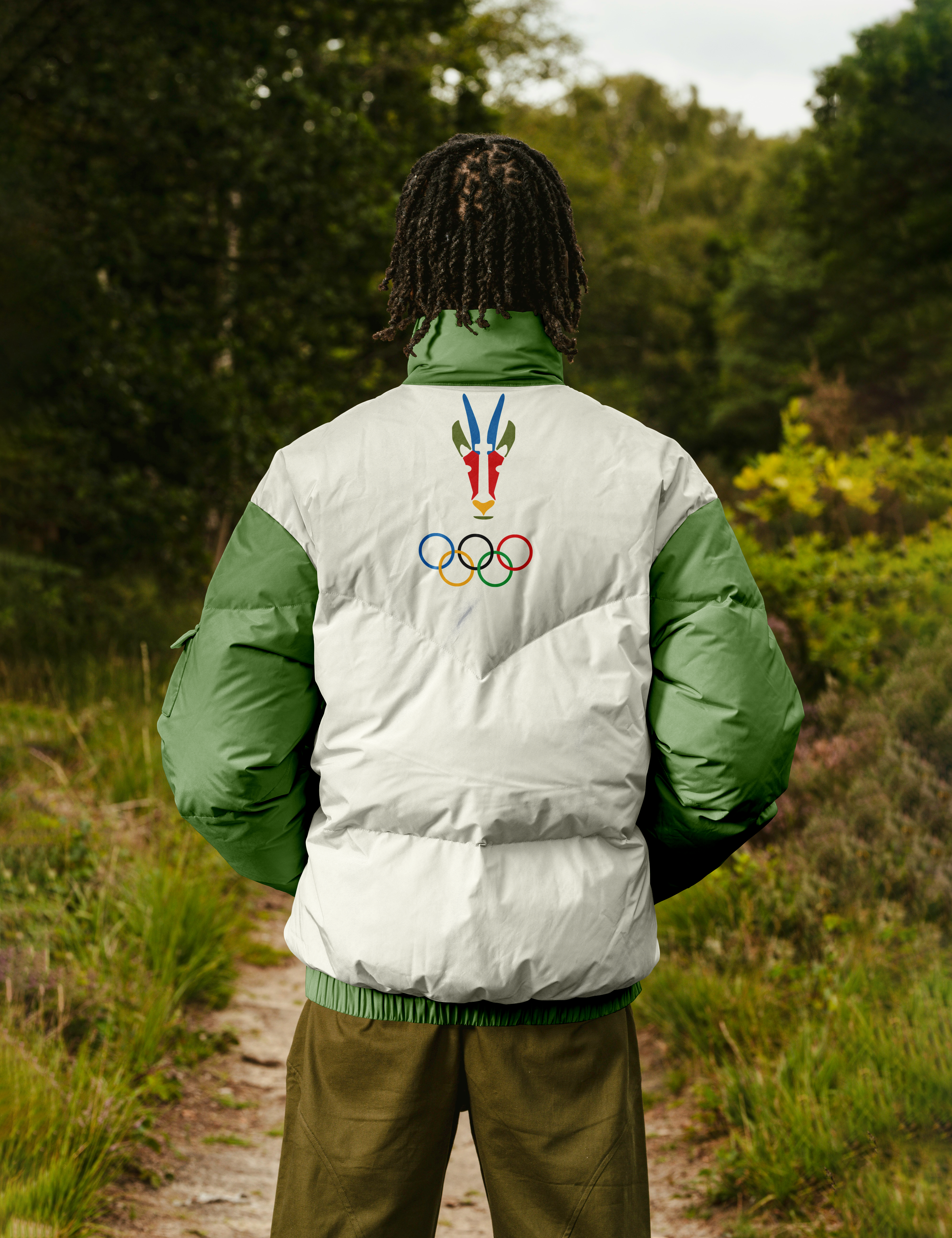 Athletic jacket mockup with the 2038 Olympics branding