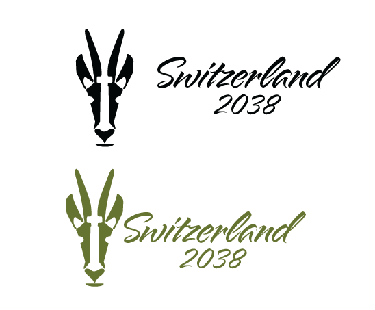 2038 Olympics crest with bilingual typography lockup