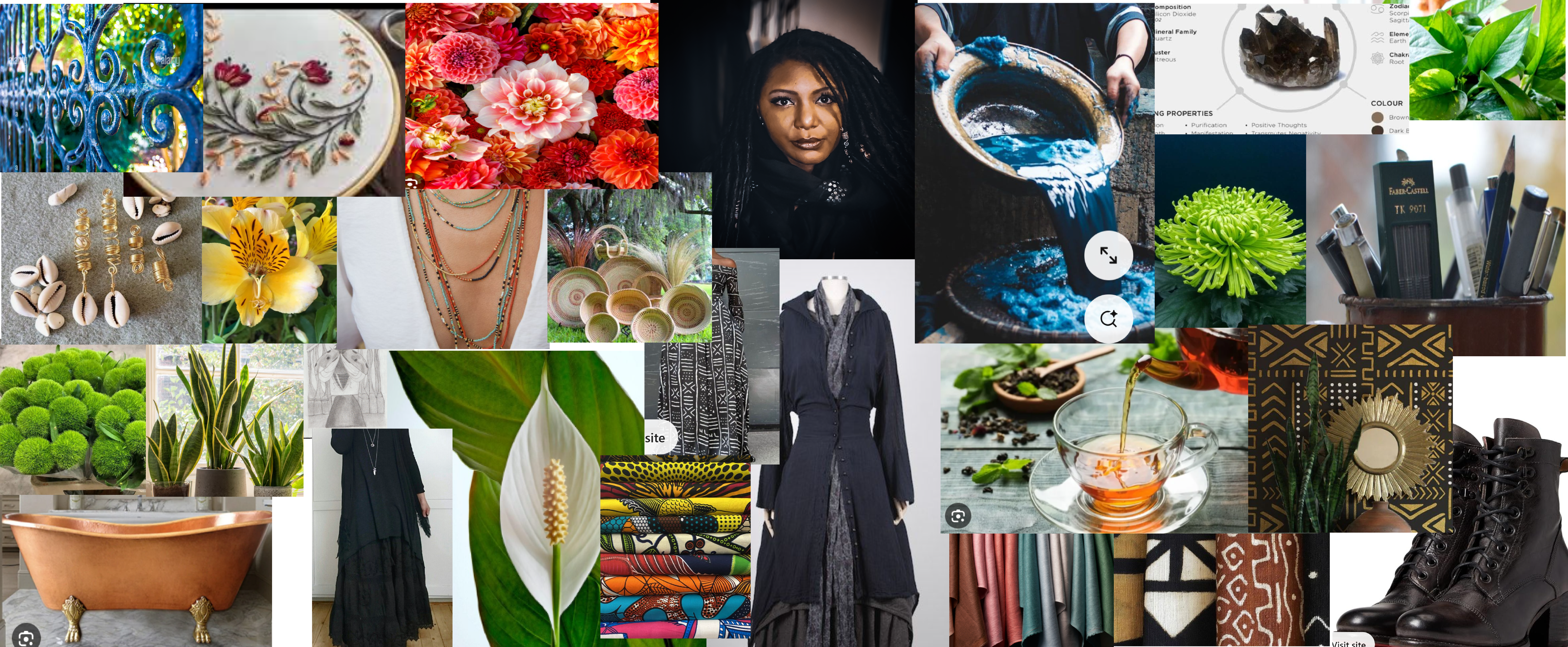 Moodboard exploring cultural aesthetics and color palettes