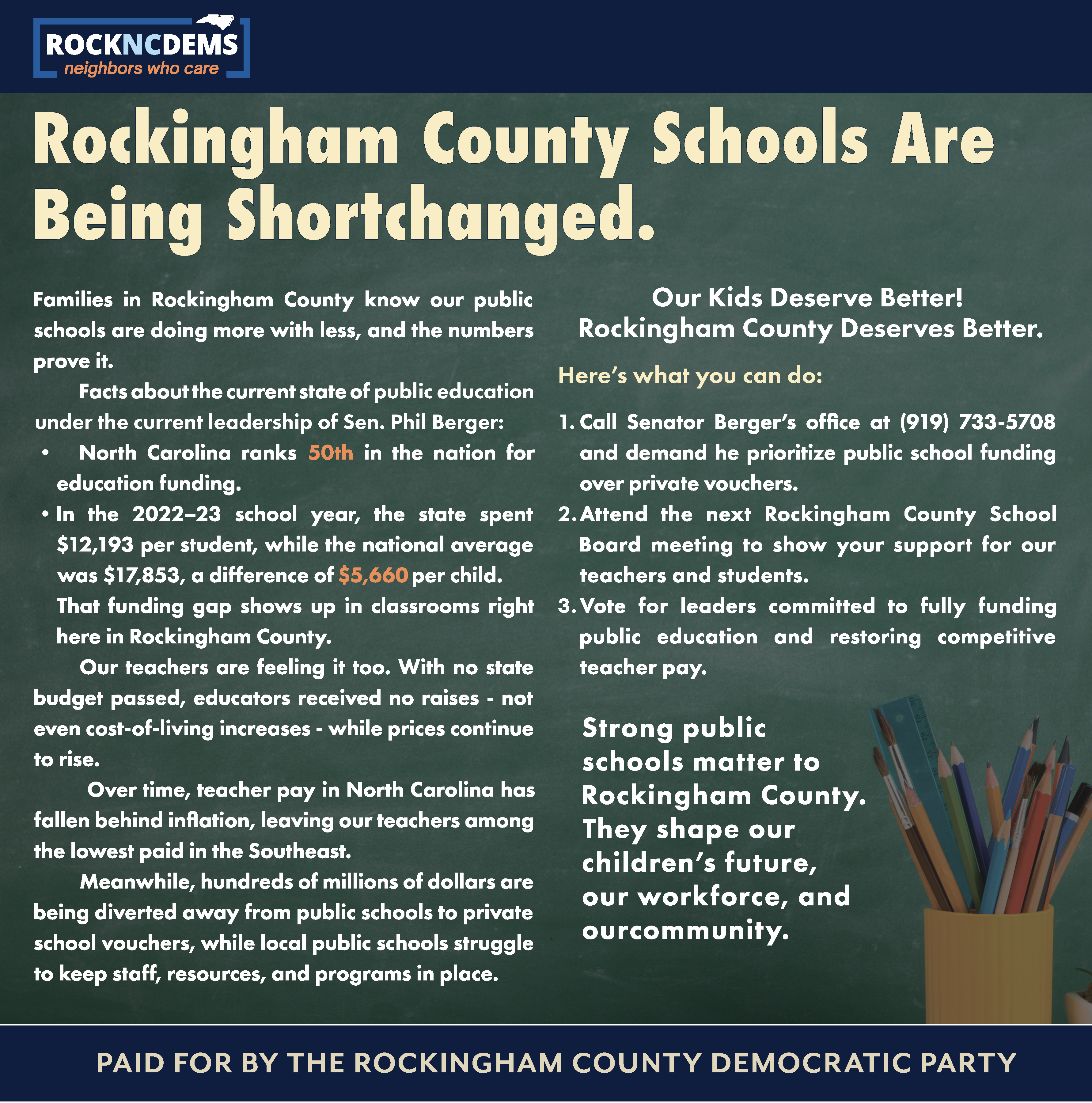 December 25 print advertisement for Rockingham County Democrats