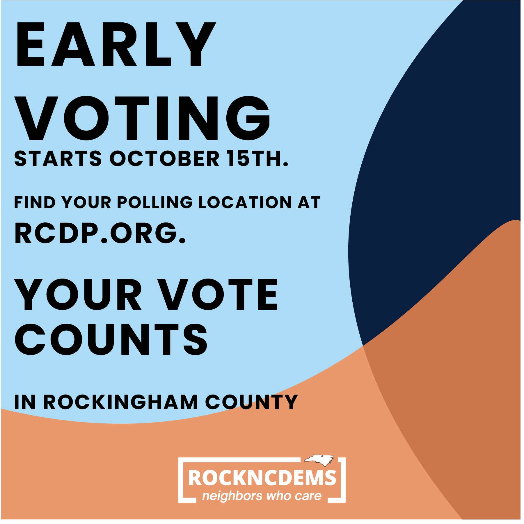 RoCo Dems Instagram square post template for Early Voting campaign